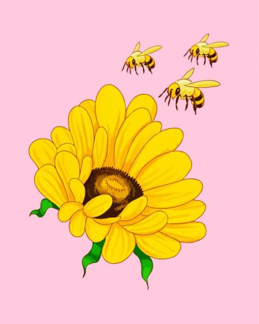 Sunflower And Bees paint by number