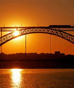 Sunset At Dom Luis Bridge paint by number