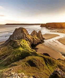 Sunset At The Gower Peninsula paint by number