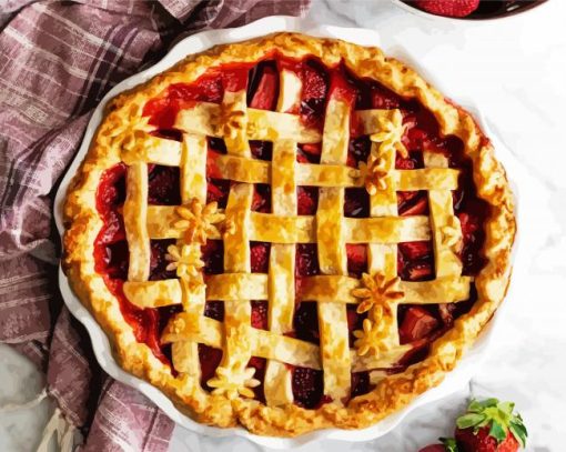 Sweet Fresh Strawberry Pie paint by number
