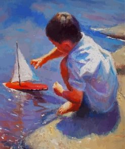 Tony Sheath Boy With Toy Sailboat paint by number