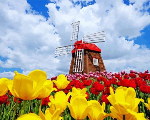 Tulpen En Molen paint by number