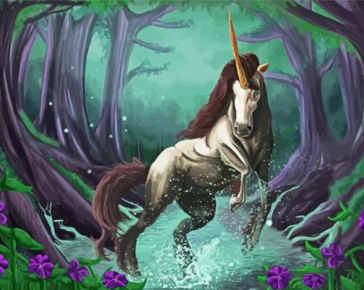 Unicorn In The Forest paint by number