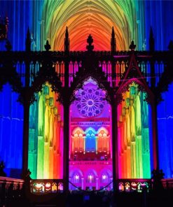 Washington National Cathedral Colorful Lights paint by number