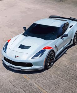 White Chevy Stingray Car paint by number