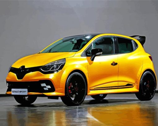 Yellow Renault Clio Sport Car paint by number