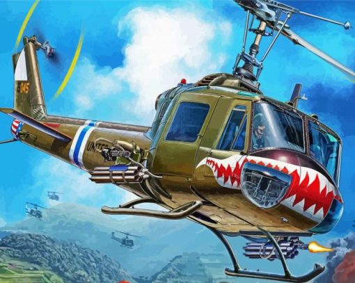 Aesthetic Huey Helicopter paint by number