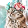 Aesthetic Cat Floral Crown Animal paint by number