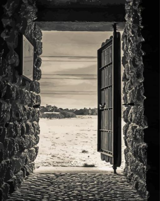 Black And White Open Door paint by number