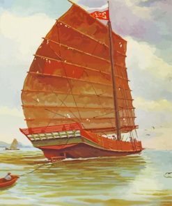 Chinese Junk Boat Art paint by number