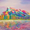 Colored Mountains Landscape Art paint by number