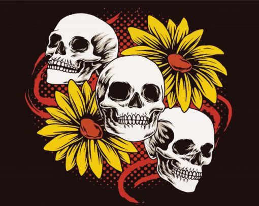 Cool Skulls Sunflower paint by number