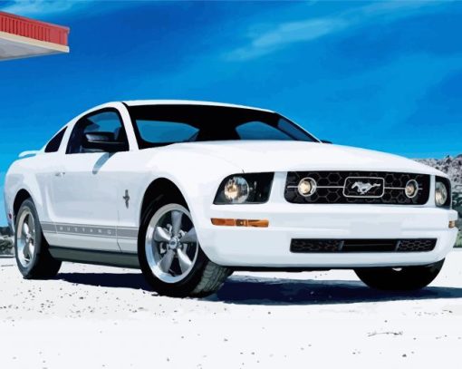 Cool White Ford Mustang Car paint by number