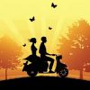 Couple On Motorcycle paint by number