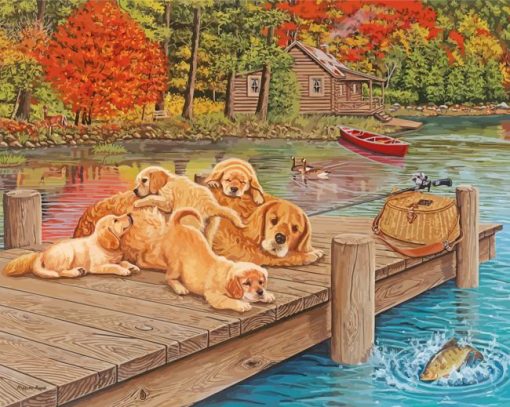 Cute Puppies Fishing paint by number