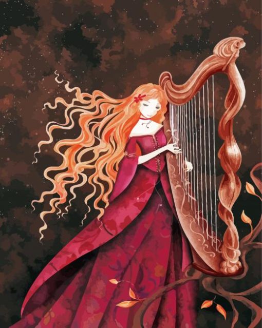 Cute Harpist paint by number