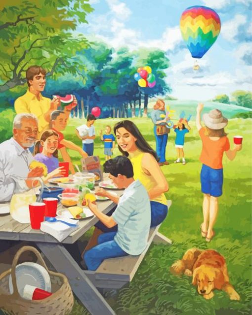 Family Picnic In The Park paint by number