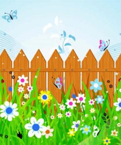 Fence And Flowers paint by number