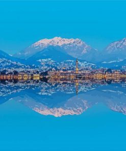 Lecco Italy Water Reflection paint by number