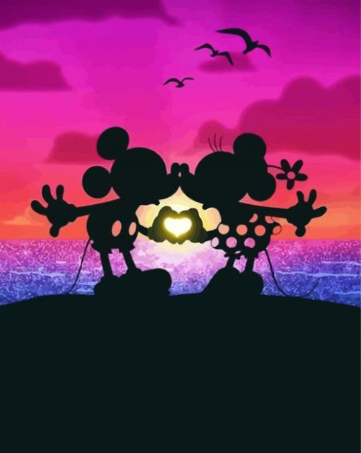 Mickey And Minnie Disney Sunset paint by number