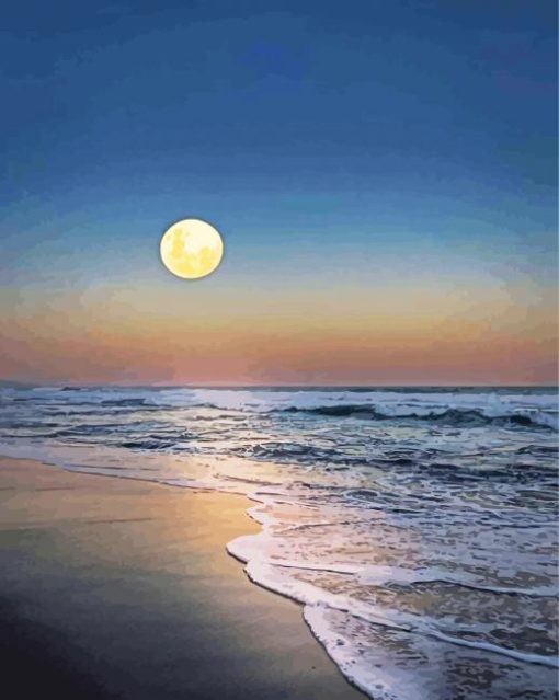 Moonlight On Water Beach paint by number