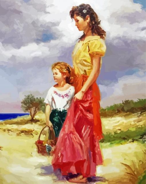 Mother And Daughter By Pino Daeni paint by number