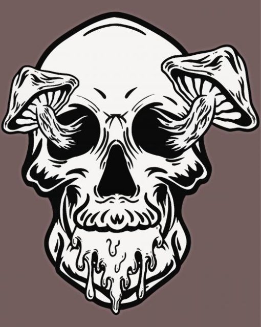 Mushroom Skull paint by number
