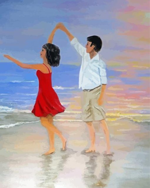 Romantic Couple Dancing On The Beach paint by number