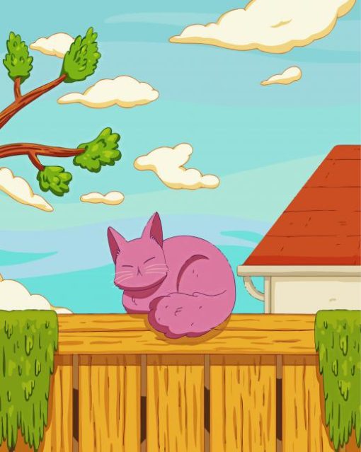 Sleeping Cute Purple Cat paint by number