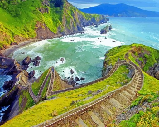 Tough Path To The Sea paint by number