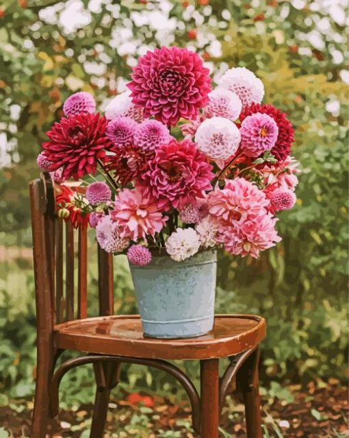 Vintage Flowers On The Chair paint by number