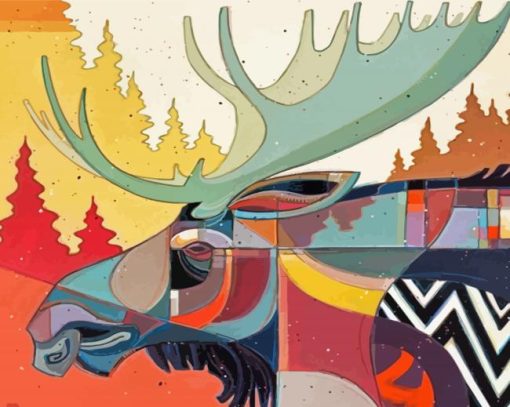 Abstract Moose paint by number