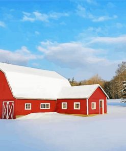 Aesthetic Snow Barn Paint By Numbers