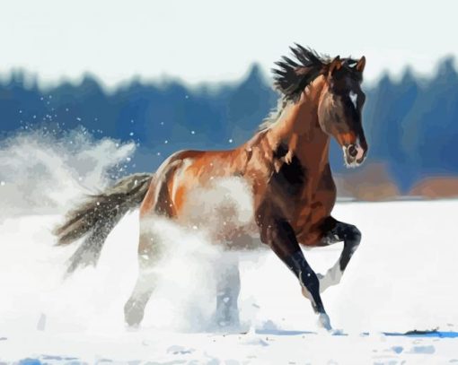 Aesthetic Winter Horse paint by number