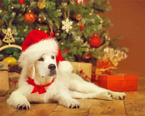 Christmas White Labrador paint by number