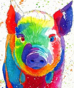 Colorful Pig Animal paint by number