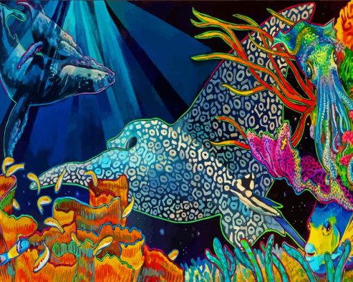 Coral Reef Spotted Eagle Ray Paint By Numbers