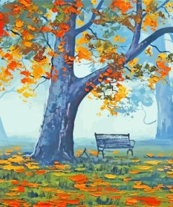 Fall Season Park Bench Art paint by number