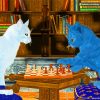 Grey And White Cats playing Chess paint by number