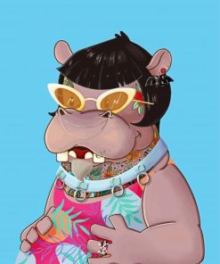 Hippo With Glasses paint by number