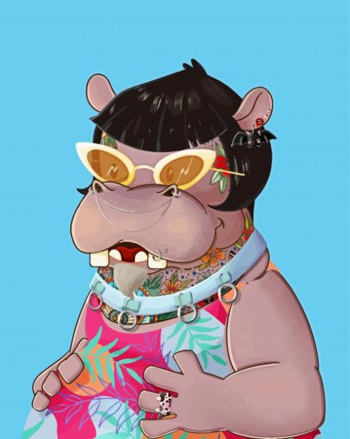 Hippo With Glasses paint by number