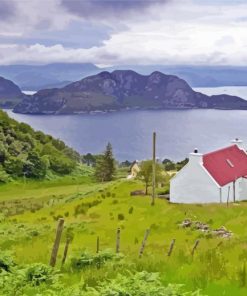 Isolated Cottage With Seascape paint by number