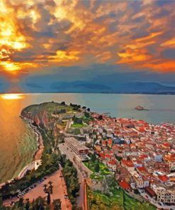 Nafplio City At Sunset paint by number