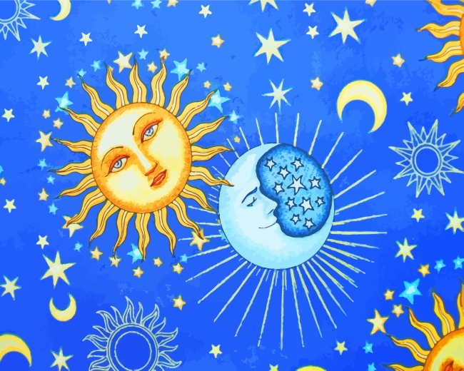 Night Star Moon Sun paint by number