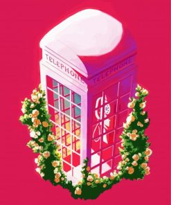 Pink Phone Booth Art paint by number