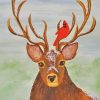 Red Cardinal Deer paint by number