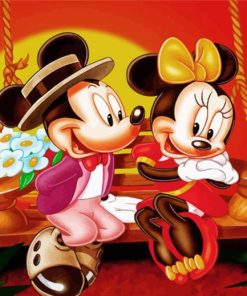 Romantic Sunset Mickey And Minnie paint by number