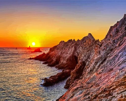 Sunset At Pointe Du Raz paint by number