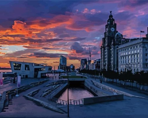 Sunset At Liverpool Paint By Numbers