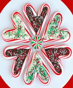 Sweet Candy Cane Hearts Paint By Numbers